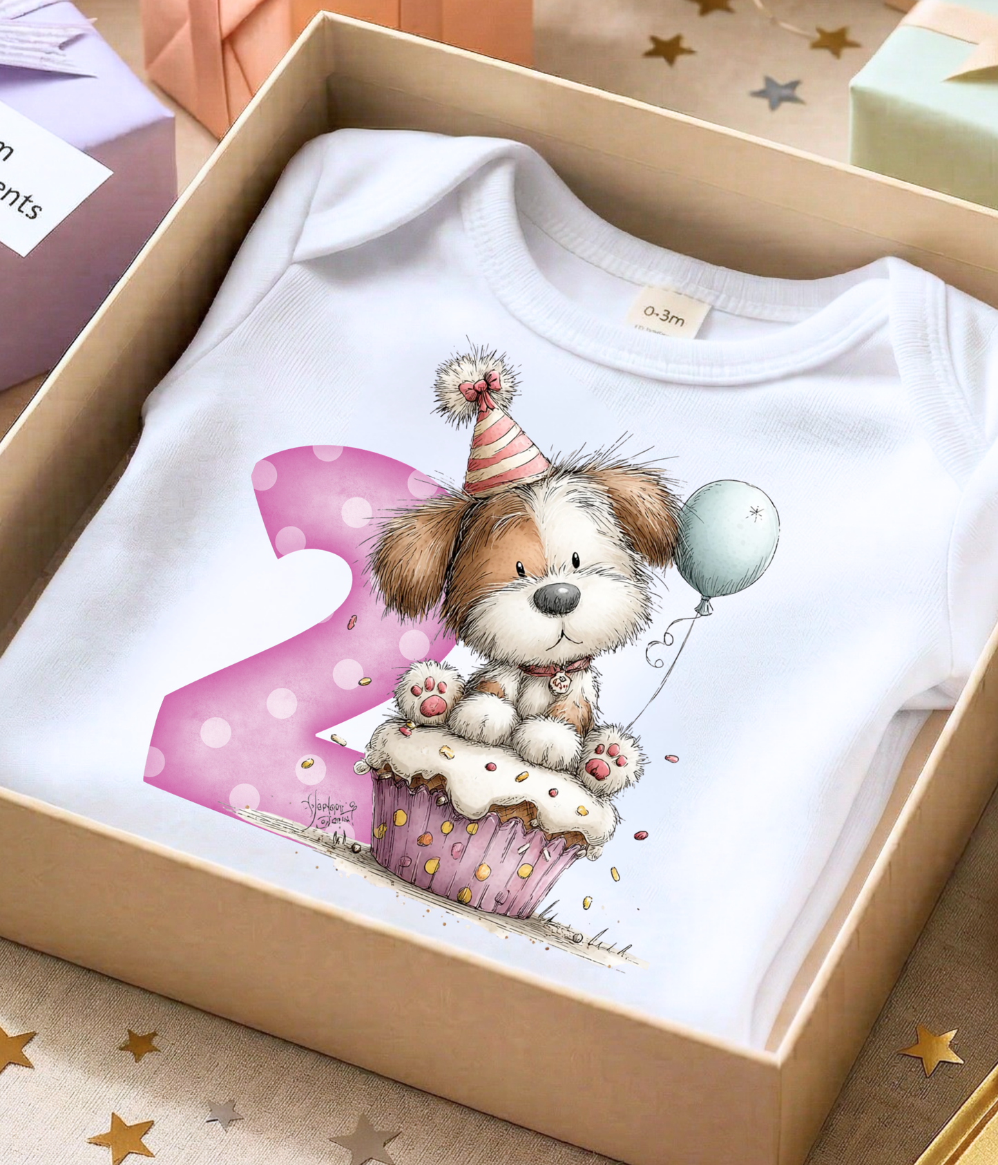 2nd Birthday Girl One-piece Bodysuit – Puppy Birthday Outfit – Two Year Old Baby Outfit – Pink Number 2 Toddler Bodysuit – Cake Smash Birthday Shirt