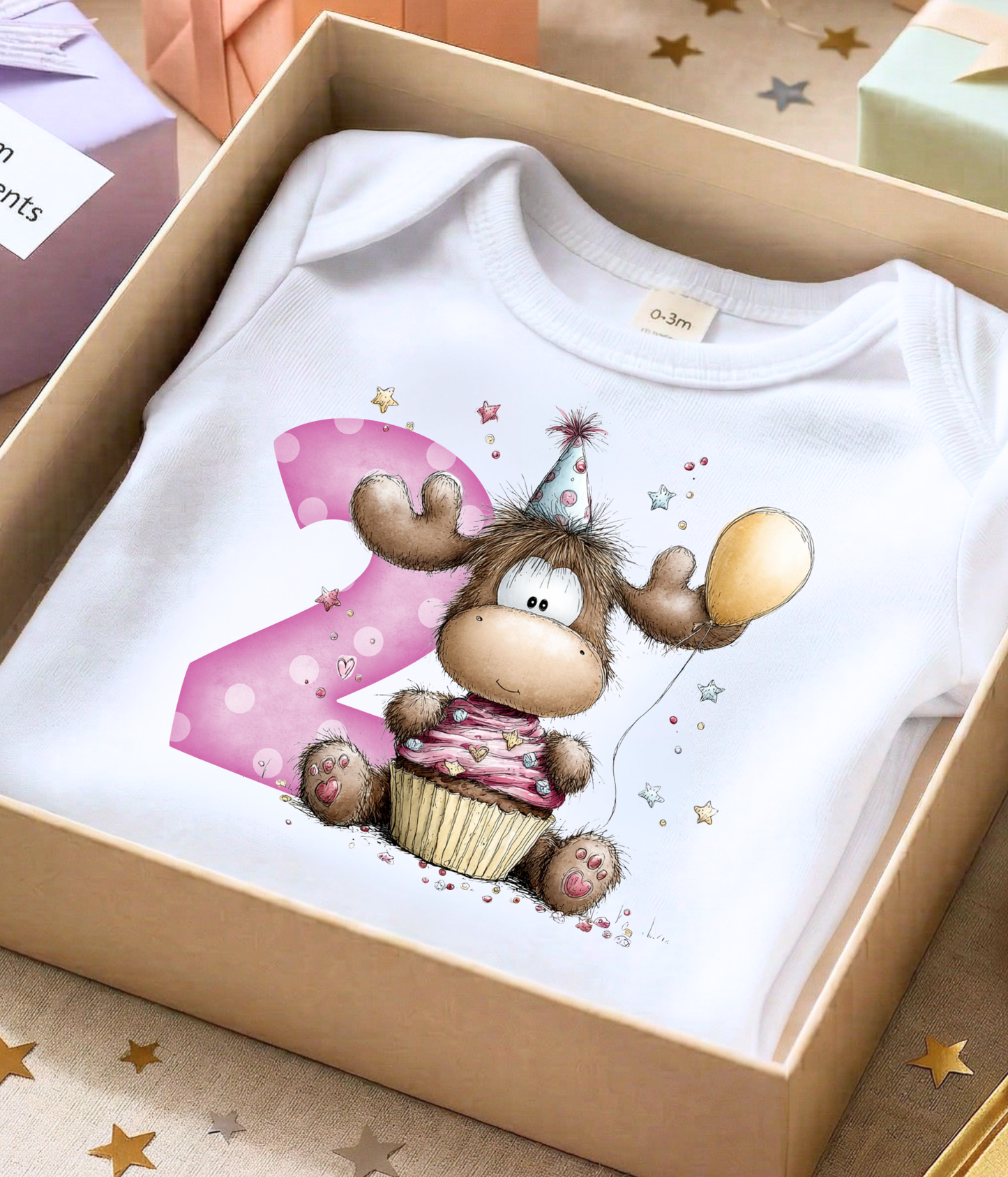 2nd Birthday Girl One-Piece Bodysuit – Moose Birthday Outfit – Two Year Old Baby Bodysuit – Pink Number 2 Birthday Shirt – Cake Smash Outfit