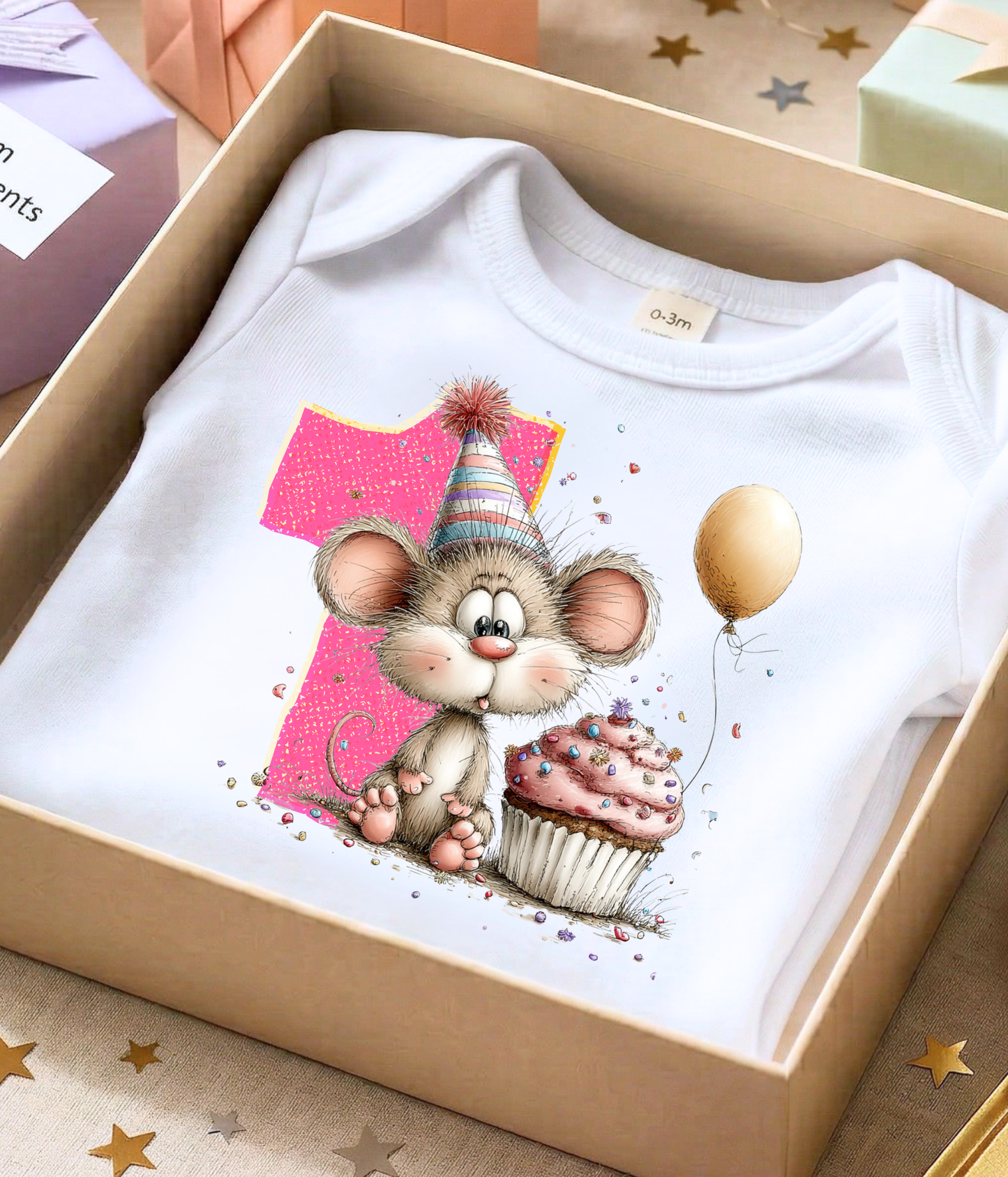 1st Birthday Girl One-Piece Bodysuit – Mouse Birthday Outfit – First Birthday Baby Outfit – Pink Number 1 Bodysuit – Cake Smash Shirt