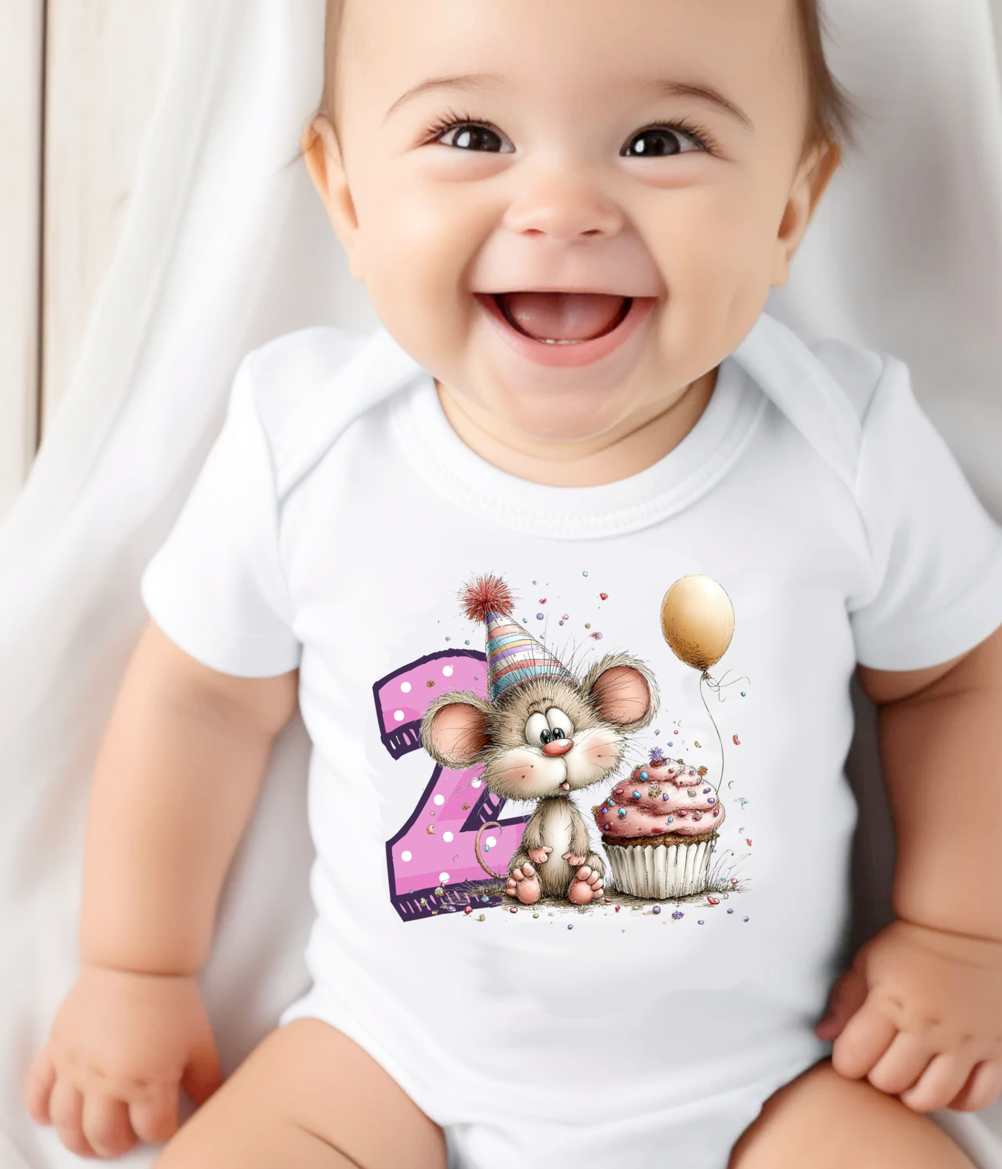 2nd Birthday Girl Onesie® – Mouse Birthday Outfit – Two Year Old Baby Outfit – Pink Number 2 Bodysuit – Cake Smash Shirt
