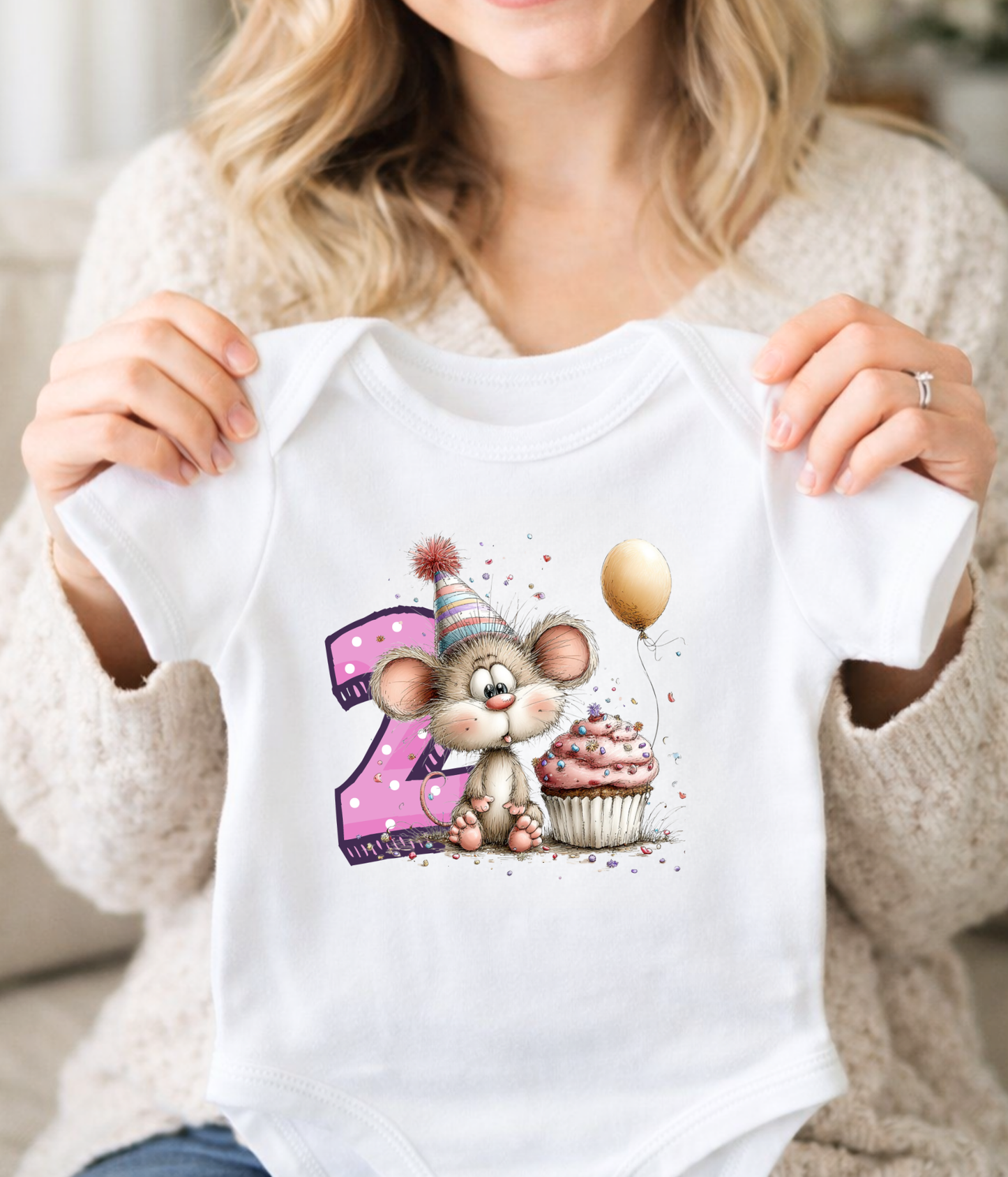2nd Birthday Girl Onesie® – Mouse Birthday Outfit – Two Year Old Baby Outfit – Pink Number 2 Bodysuit – Cake Smash Shirt
