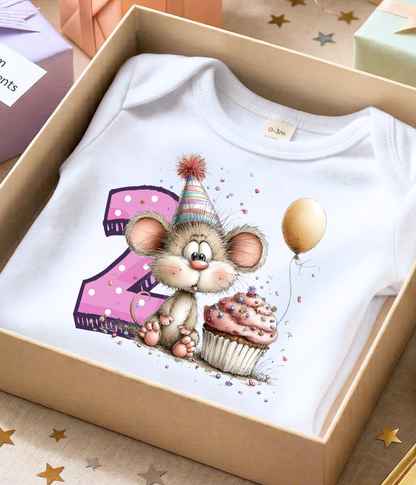 2nd Birthday Girl Onesie® – Mouse Birthday Outfit – Two Year Old Baby Outfit – Pink Number 2 Bodysuit – Cake Smash Shirt
