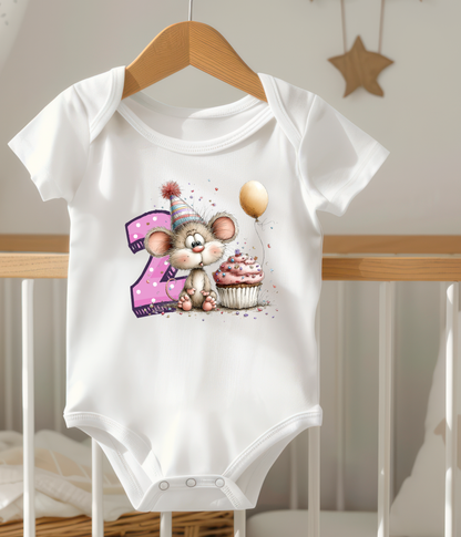 2nd Birthday Girl Onesie® – Mouse Birthday Outfit – Two Year Old Baby Outfit – Pink Number 2 Bodysuit – Cake Smash Shirt