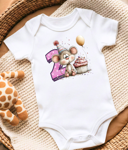 2nd Birthday Girl Onesie® – Mouse Birthday Outfit – Two Year Old Baby Outfit – Pink Number 2 Bodysuit – Cake Smash Shirt
