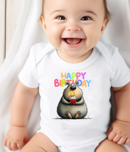 Happy Birthday Baby One-Piece Bodysuit – Cute Bear Birthday Outfit – Baby Birthday Bodysuit – First Birthday Outfit – Cake Smash Shirt