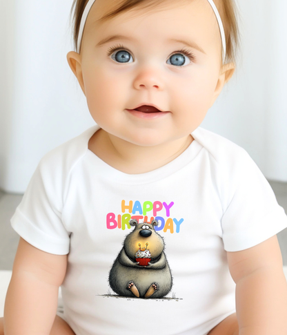 Happy Birthday Baby One-Piece Bodysuit – Cute Bear Birthday Outfit – Baby Birthday Bodysuit – First Birthday Outfit – Cake Smash Shirt