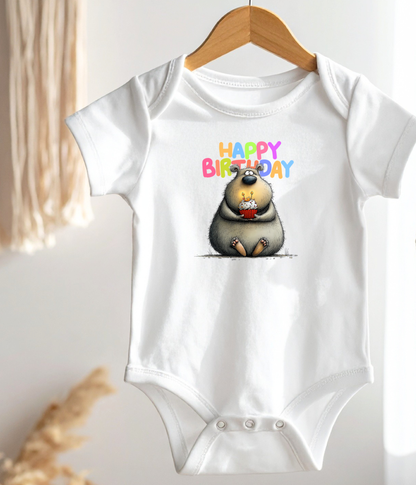 Happy Birthday Baby One-Piece Bodysuit – Cute Bear Birthday Outfit – Baby Birthday Bodysuit – First Birthday Outfit – Cake Smash Shirt