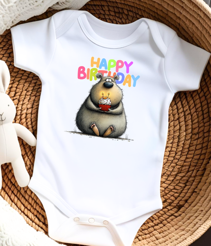 Happy Birthday Baby One-Piece Bodysuit – Cute Bear Birthday Outfit – Baby Birthday Bodysuit – First Birthday Outfit – Cake Smash Shirt