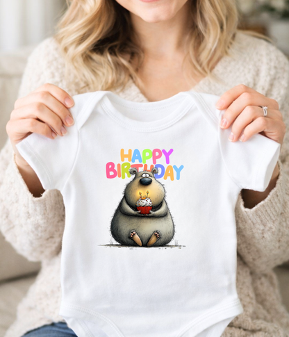 Happy Birthday Baby One-Piece Bodysuit – Cute Bear Birthday Outfit – Baby Birthday Bodysuit – First Birthday Outfit – Cake Smash Shirt