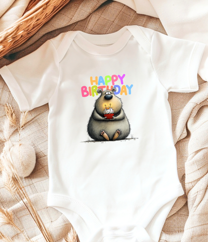 Happy Birthday Baby One-Piece Bodysuit – Cute Bear Birthday Outfit – Baby Birthday Bodysuit – First Birthday Outfit – Cake Smash Shirt