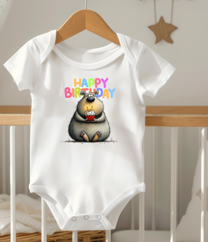 Happy Birthday Baby One-Piece Bodysuit – Cute Bear Birthday Outfit – Baby Birthday Bodysuit – First Birthday Outfit – Cake Smash Shirt
