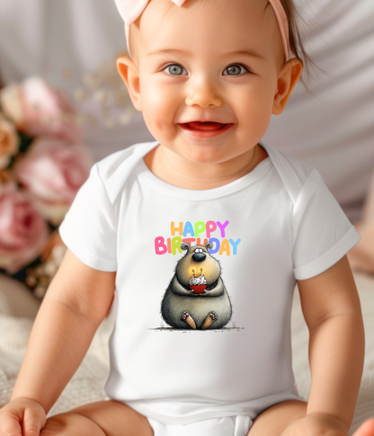 Happy Birthday Baby One-Piece Bodysuit – Cute Bear Birthday Outfit – Baby Birthday Bodysuit – First Birthday Outfit – Cake Smash Shirt