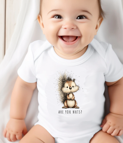 “Are You Nuts?” Baby Squirrel Outfit – Cute Animal Baby Bodysuit – Unisex Infant Outfit – Baby Shower Gift Idea