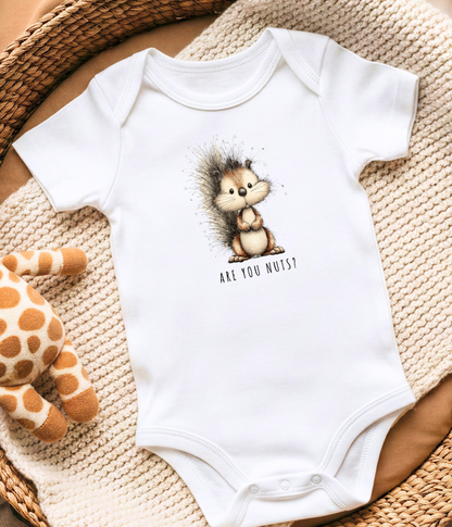 “Are You Nuts?” Baby Squirrel Outfit – Cute Animal Baby Bodysuit – Unisex Infant Outfit – Baby Shower Gift Idea