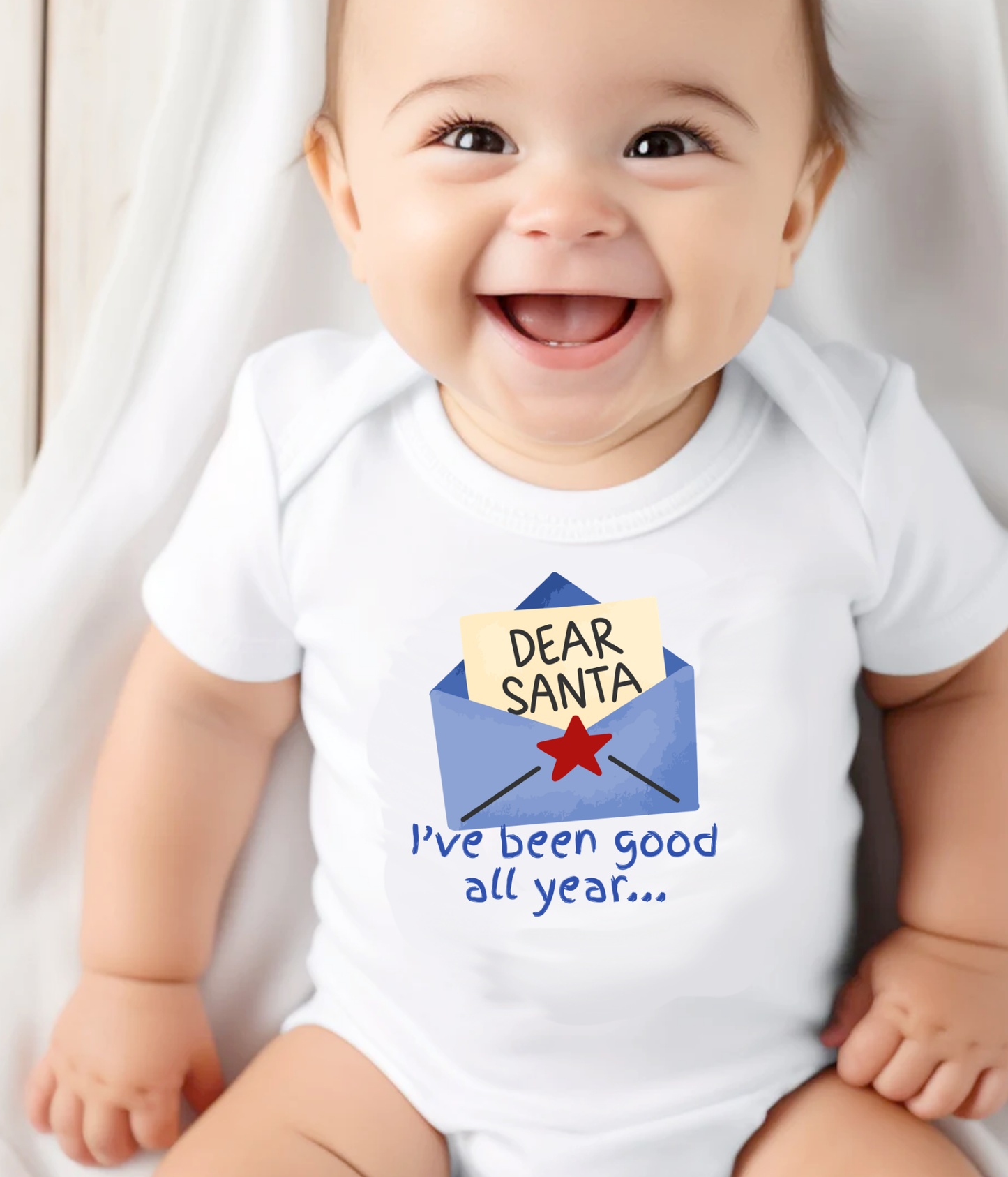 Dear Santa Baby One-Piece Bodysuit – I’ve Been Good All Year Bodysuit – Funny Christmas Baby Outfit –  Baby’s First Christmas Gift