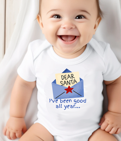 Dear Santa Baby One-Piece Bodysuit – I’ve Been Good All Year Bodysuit – Funny Christmas Baby Outfit –  Baby’s First Christmas Gift