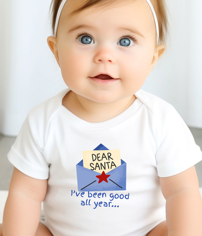 Dear Santa Baby One-Piece Bodysuit – I’ve Been Good All Year Bodysuit – Funny Christmas Baby Outfit –  Baby’s First Christmas Gift