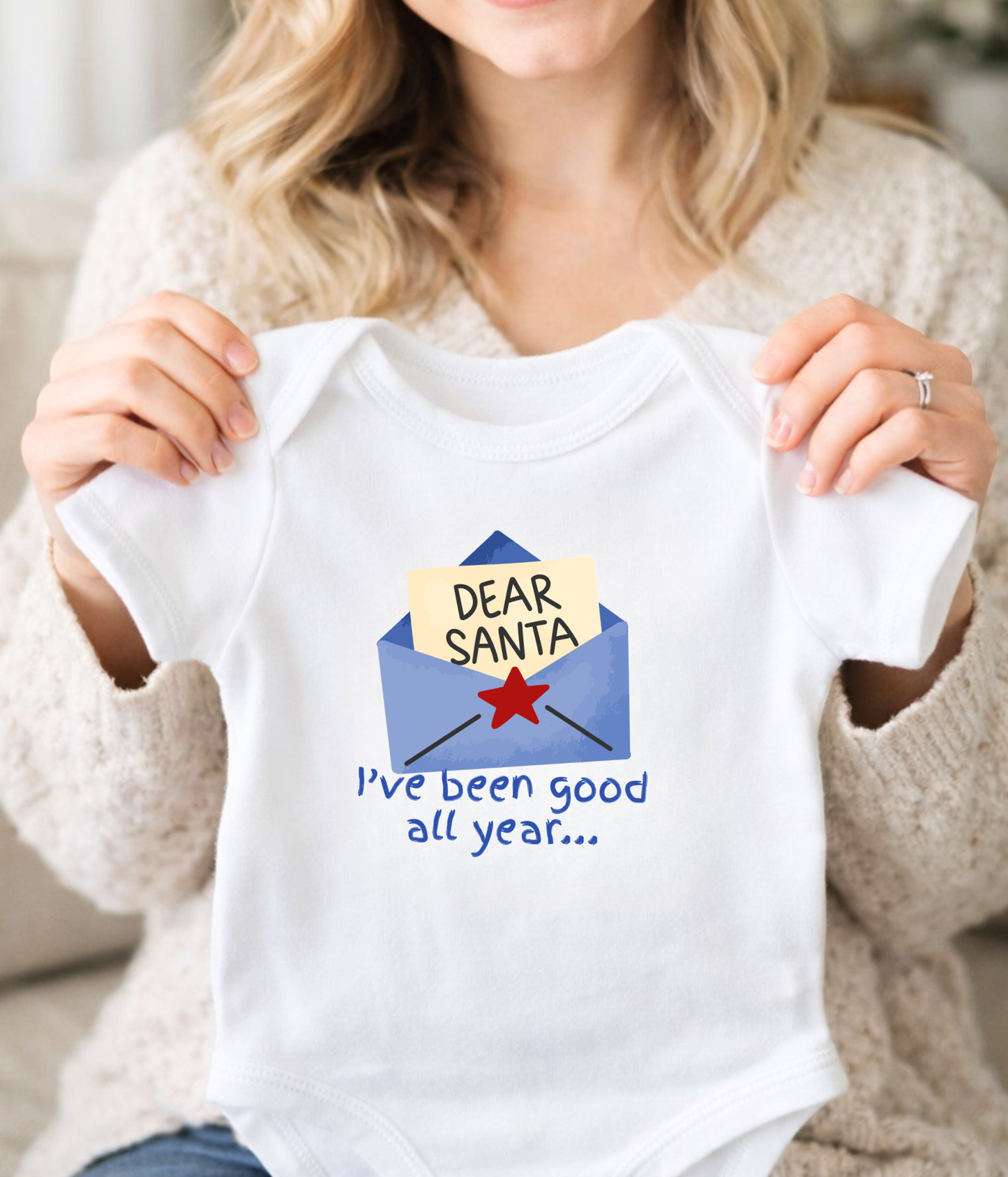 Dear Santa Baby One-Piece Bodysuit – I’ve Been Good All Year Bodysuit – Funny Christmas Baby Outfit –  Baby’s First Christmas Gift