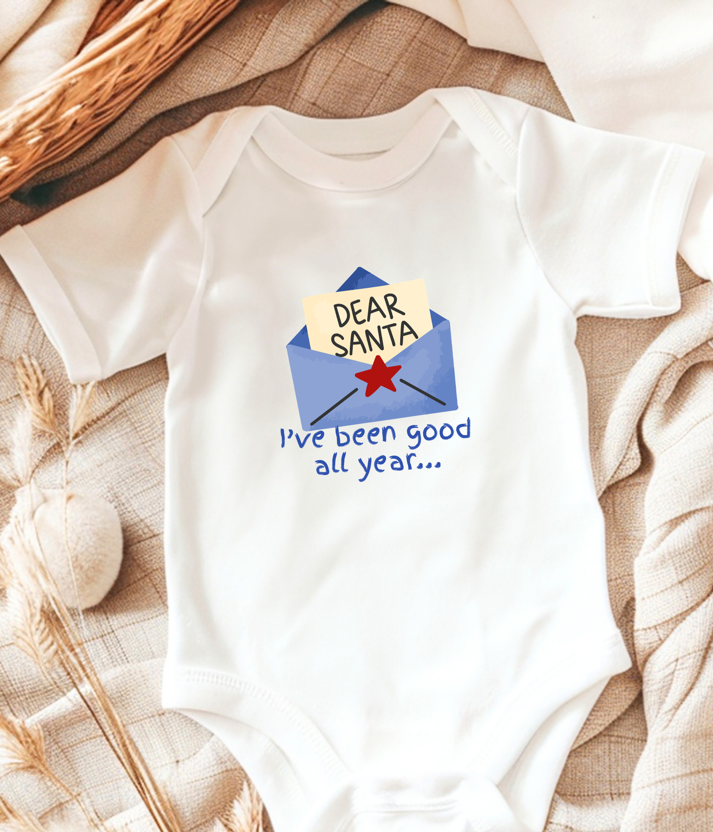 Dear Santa Baby One-Piece Bodysuit – I’ve Been Good All Year Bodysuit – Funny Christmas Baby Outfit –  Baby’s First Christmas Gift