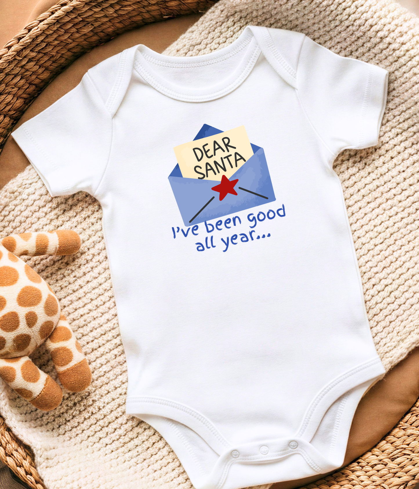 Dear Santa Baby One-Piece Bodysuit – I’ve Been Good All Year Bodysuit – Funny Christmas Baby Outfit –  Baby’s First Christmas Gift