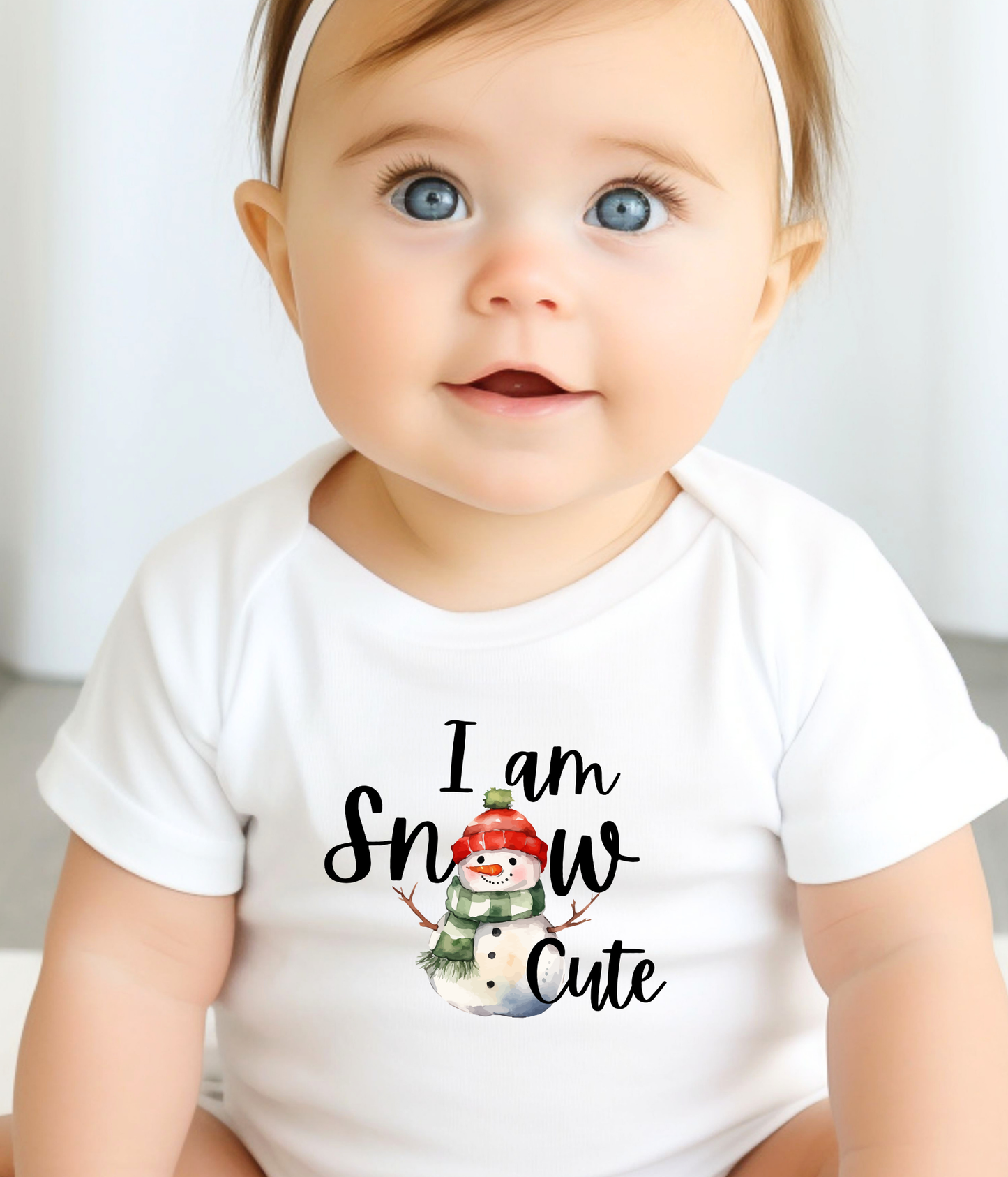 I Am Snow Cute Baby Baby Bodysuit – Funny Christmas Baby Outfit – Snowman Holiday Bodysuit –  Cute Winter Baby Gift