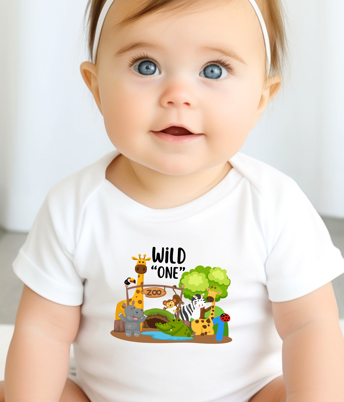 Wild One 1st Birthday One-Piece Bodysuit – Safari Animal Birthday Outfit – Zoo Theme Baby Bodysuit – First Birthday Shirt – Jungle Baby Gift