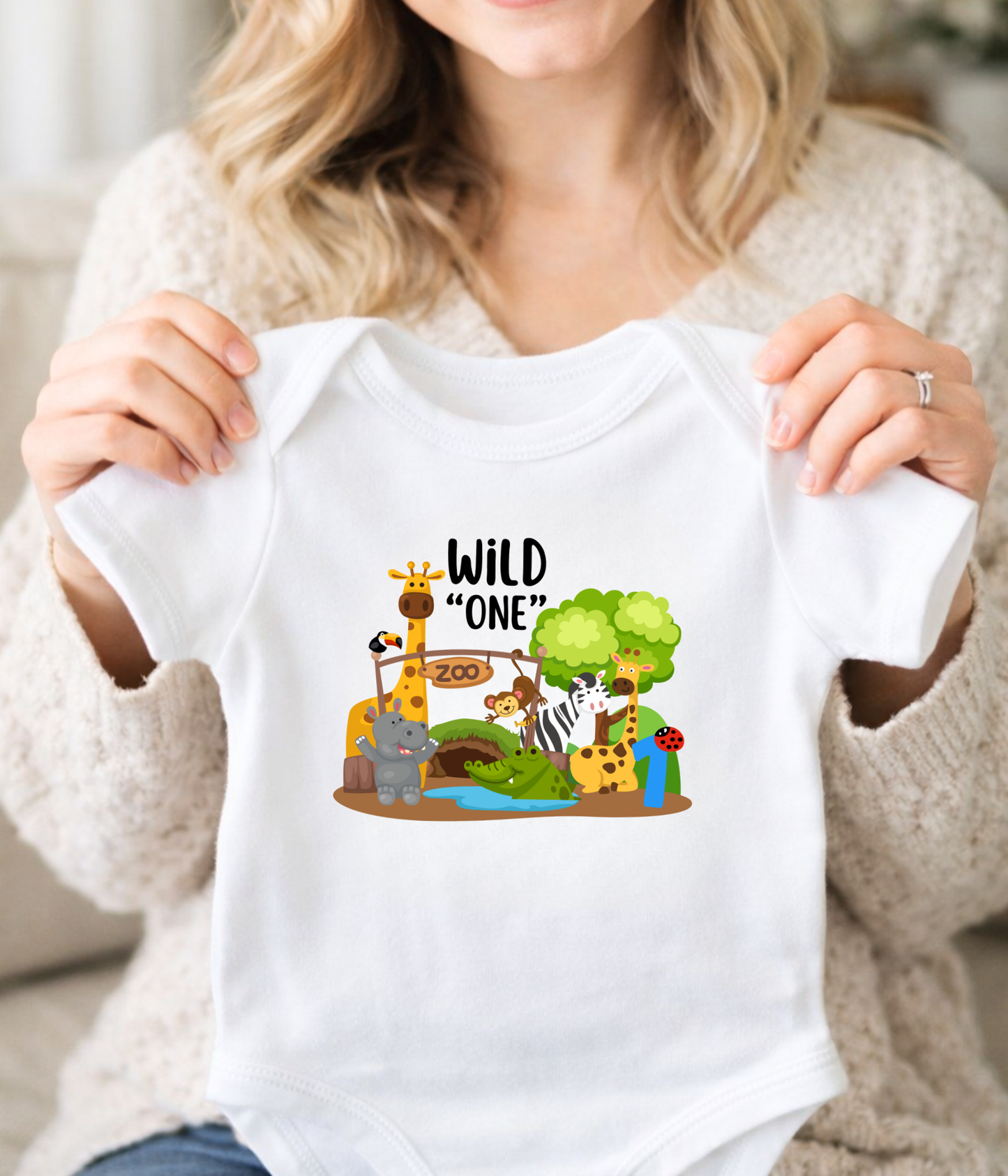 Wild One 1st Birthday One-Piece Bodysuit – Safari Animal Birthday Outfit – Zoo Theme Baby Bodysuit – First Birthday Shirt – Jungle Baby Gift