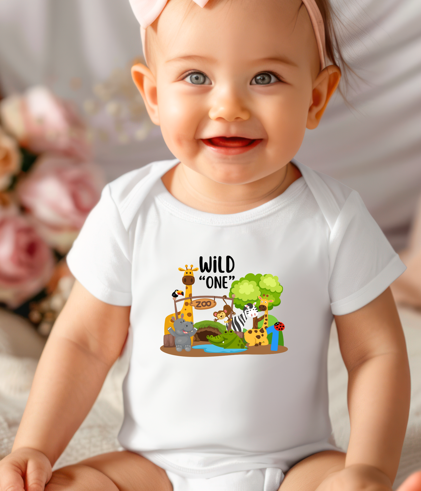 Wild One 1st Birthday One-Piece Bodysuit – Safari Animal Birthday Outfit – Zoo Theme Baby Bodysuit – First Birthday Shirt – Jungle Baby Gift