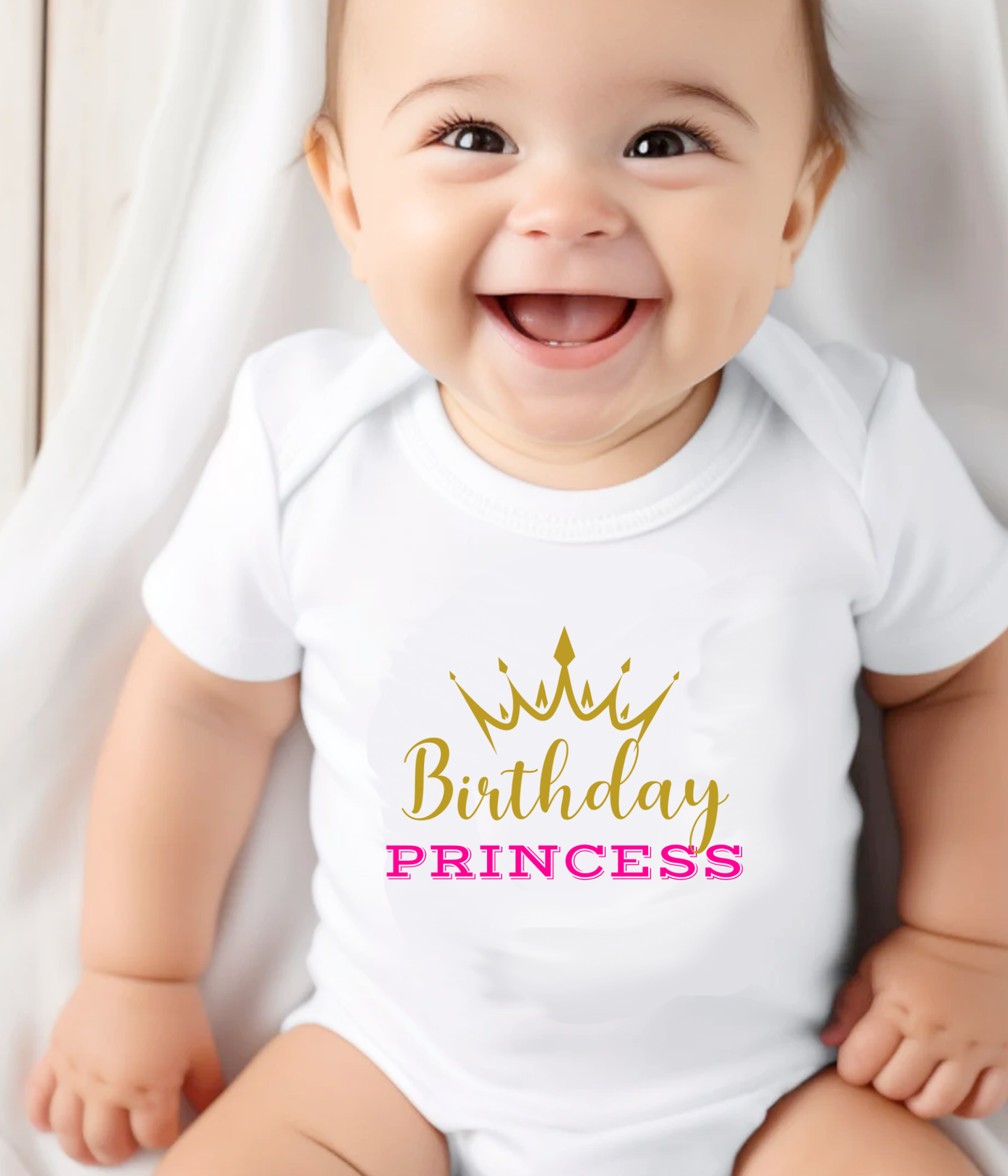 Birthday Princess Baby One-piece Bodysuit – Baby Girl Birthday Outfit – Pink & Gold Crown Bodysuit – Toddler Birthday Shirt – Cute Birthday Girl Outfit