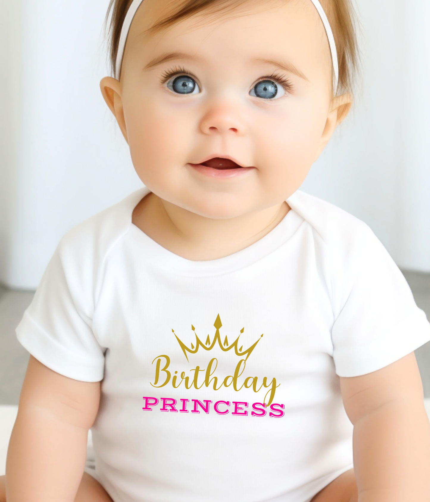Birthday Princess Baby One-piece Bodysuit – Baby Girl Birthday Outfit – Pink & Gold Crown Bodysuit – Toddler Birthday Shirt – Cute Birthday Girl Outfit