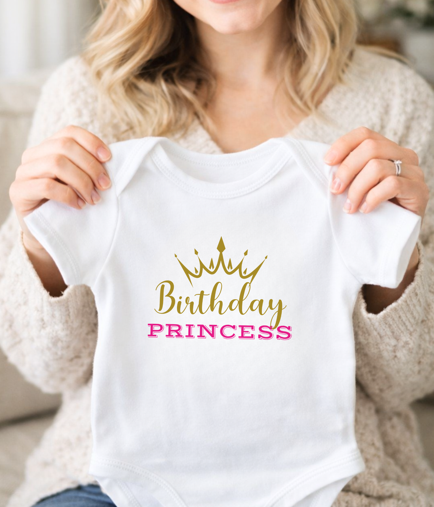 Birthday Princess Baby One-piece Bodysuit – Baby Girl Birthday Outfit – Pink & Gold Crown Bodysuit – Toddler Birthday Shirt – Cute Birthday Girl Outfit