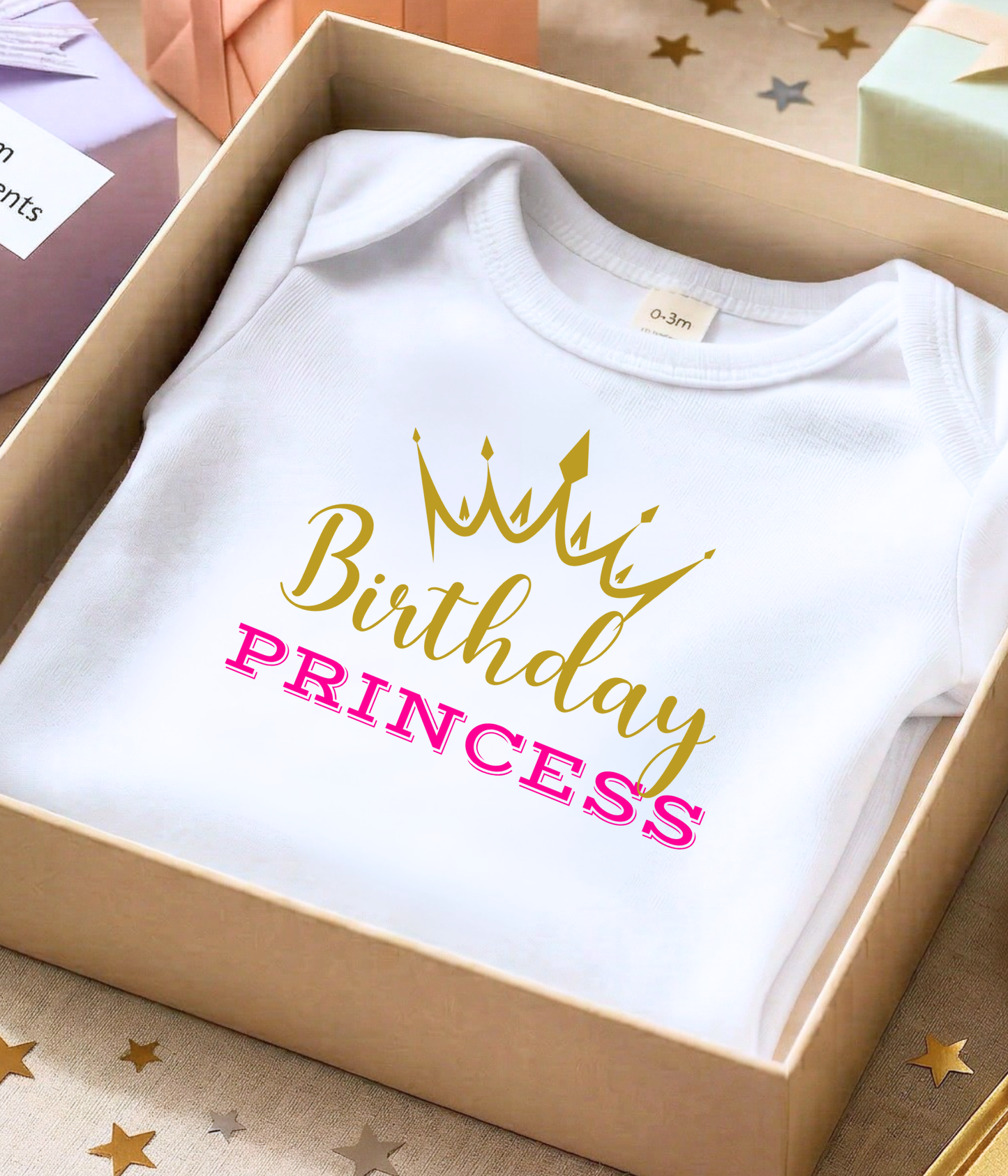 Birthday Princess Baby One-piece Bodysuit – Baby Girl Birthday Outfit – Pink & Gold Crown Bodysuit – Toddler Birthday Shirt – Cute Birthday Girl Outfit