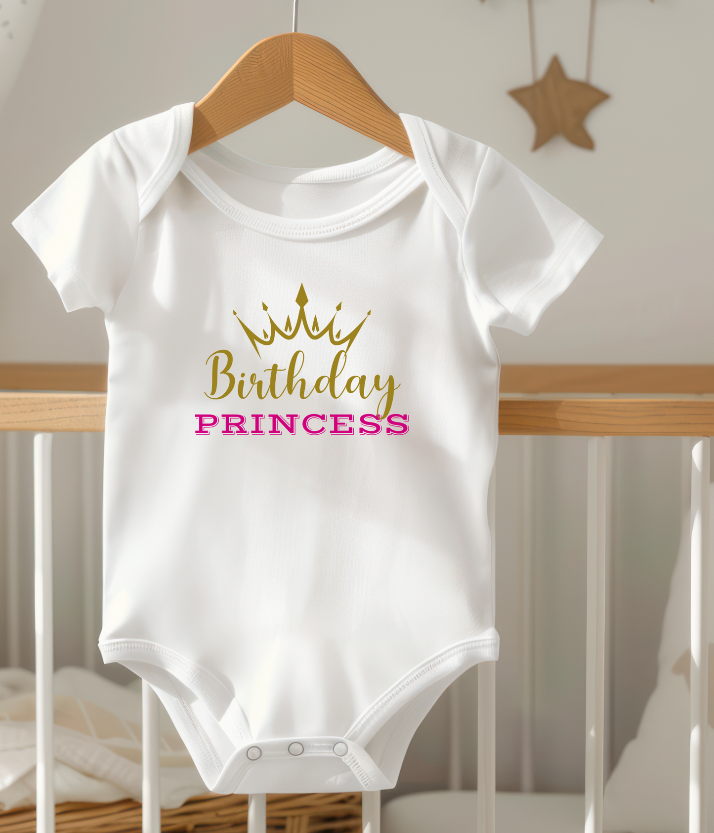 Birthday Princess Baby One-piece Bodysuit – Baby Girl Birthday Outfit – Pink & Gold Crown Bodysuit – Toddler Birthday Shirt – Cute Birthday Girl Outfit