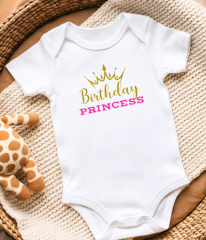 Birthday Princess Baby One-piece Bodysuit – Baby Girl Birthday Outfit – Pink & Gold Crown Bodysuit – Toddler Birthday Shirt – Cute Birthday Girl Outfit
