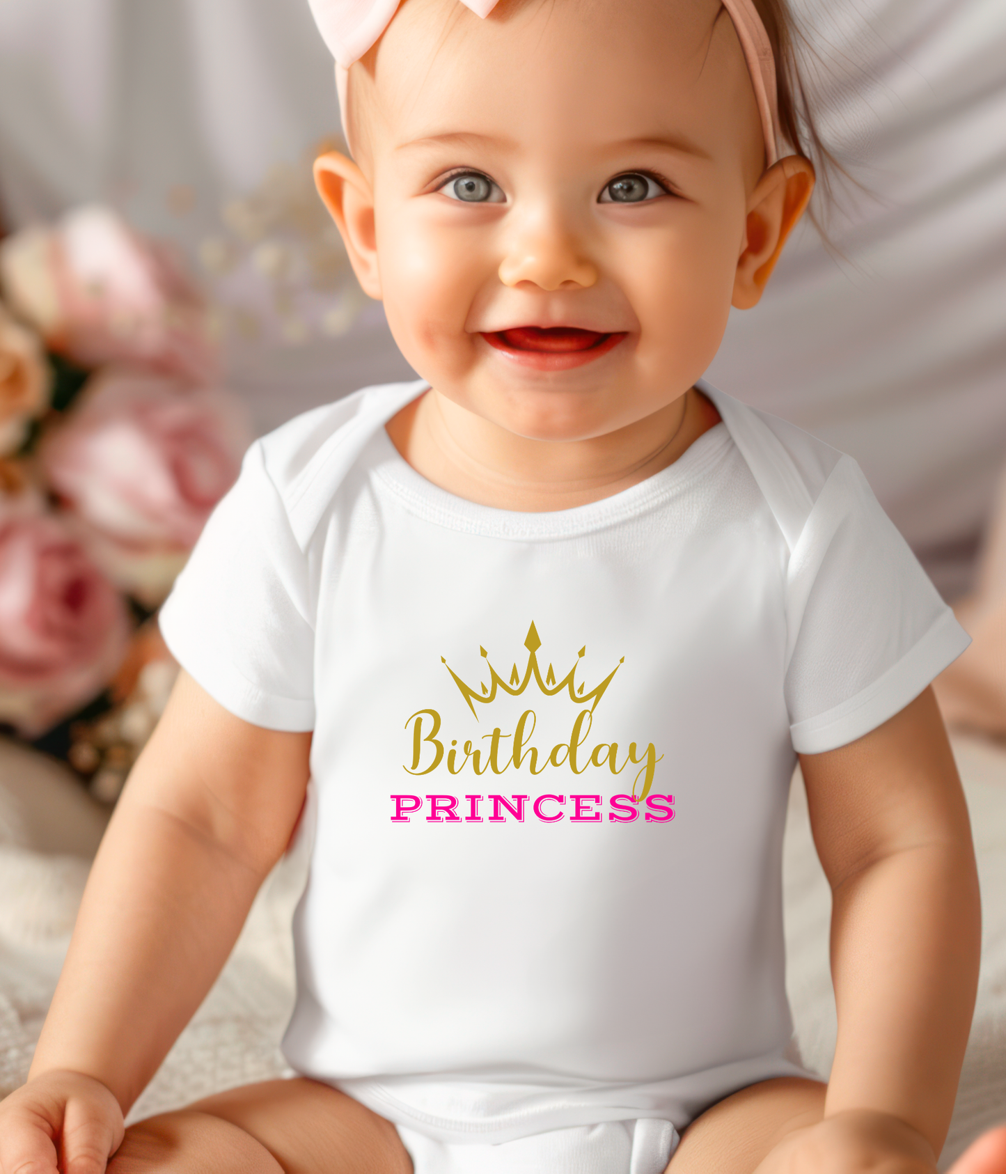 Birthday Princess Baby One-piece Bodysuit – Baby Girl Birthday Outfit – Pink & Gold Crown Bodysuit – Toddler Birthday Shirt – Cute Birthday Girl Outfit
