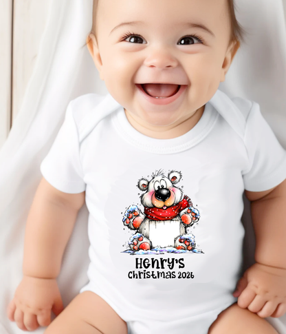 Personalized Baby Christmas Outfit – Custom Name Winter Bear Bodysuit for Baby’s First Christmas 2026