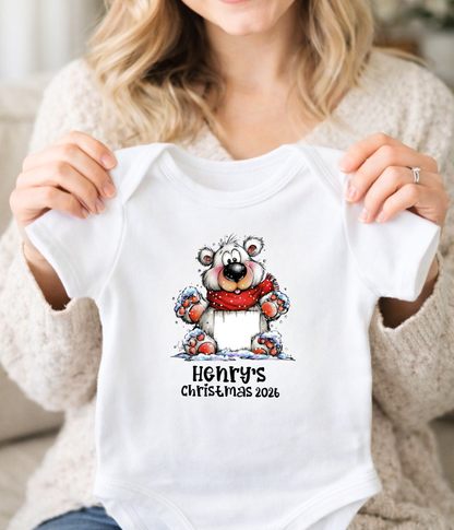 Personalized Baby Christmas Outfit – Custom Name Winter Bear Bodysuit for Baby’s First Christmas 2026