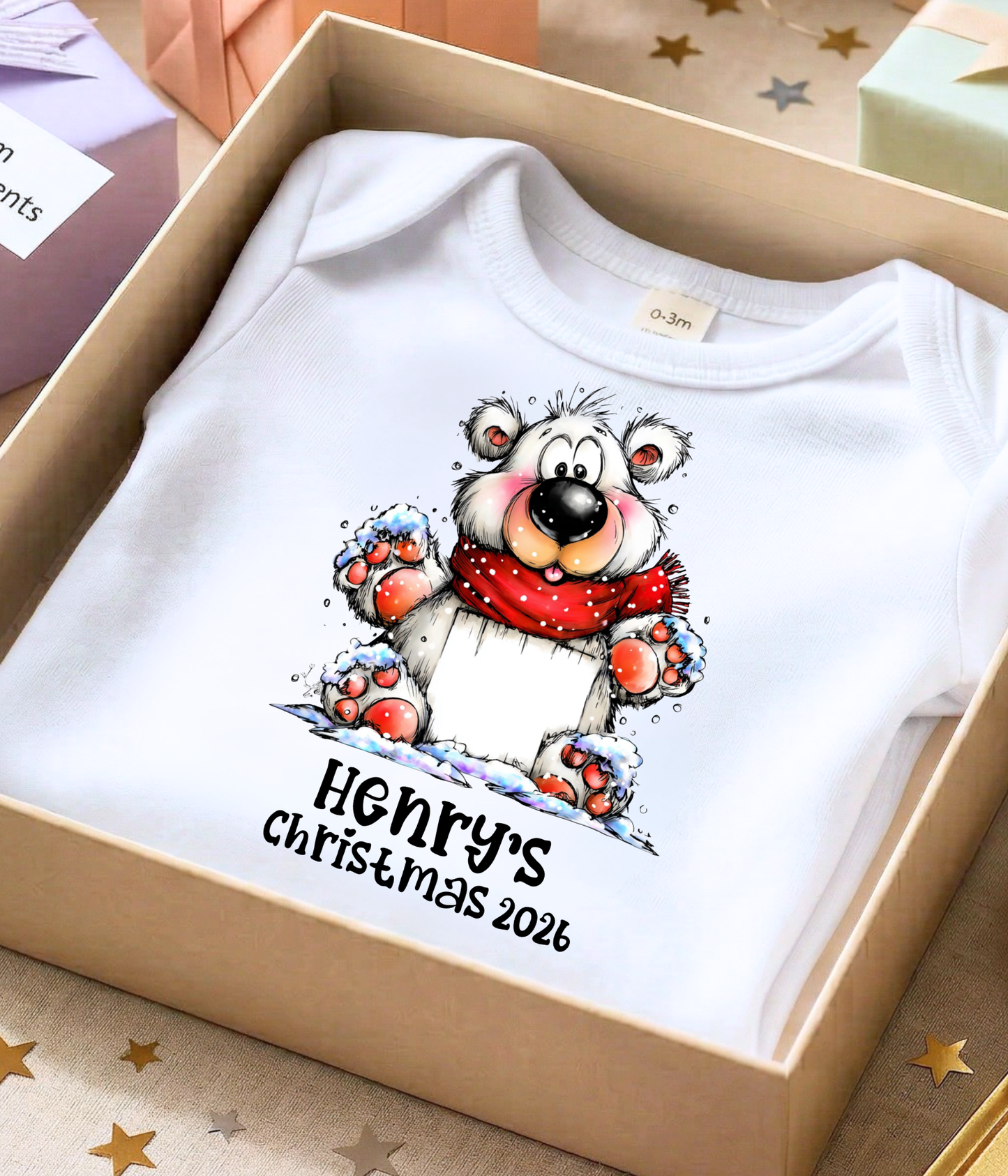 Personalized Baby Christmas Outfit – Custom Name Winter Bear Bodysuit for Baby’s First Christmas 2026