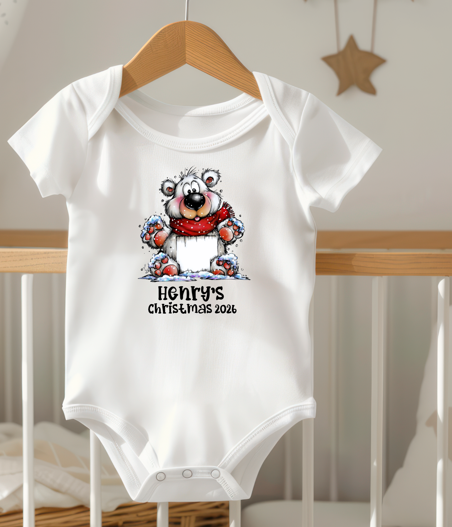 Personalized Baby Christmas Outfit – Custom Name Winter Bear Bodysuit for Baby’s First Christmas 2026
