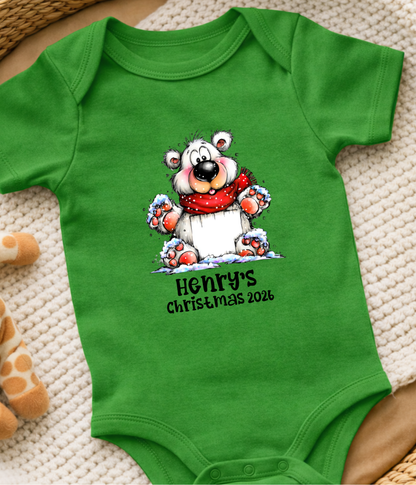 Personalized Baby Christmas Outfit – Custom Name Winter Bear Bodysuit for Baby’s First Christmas 2026