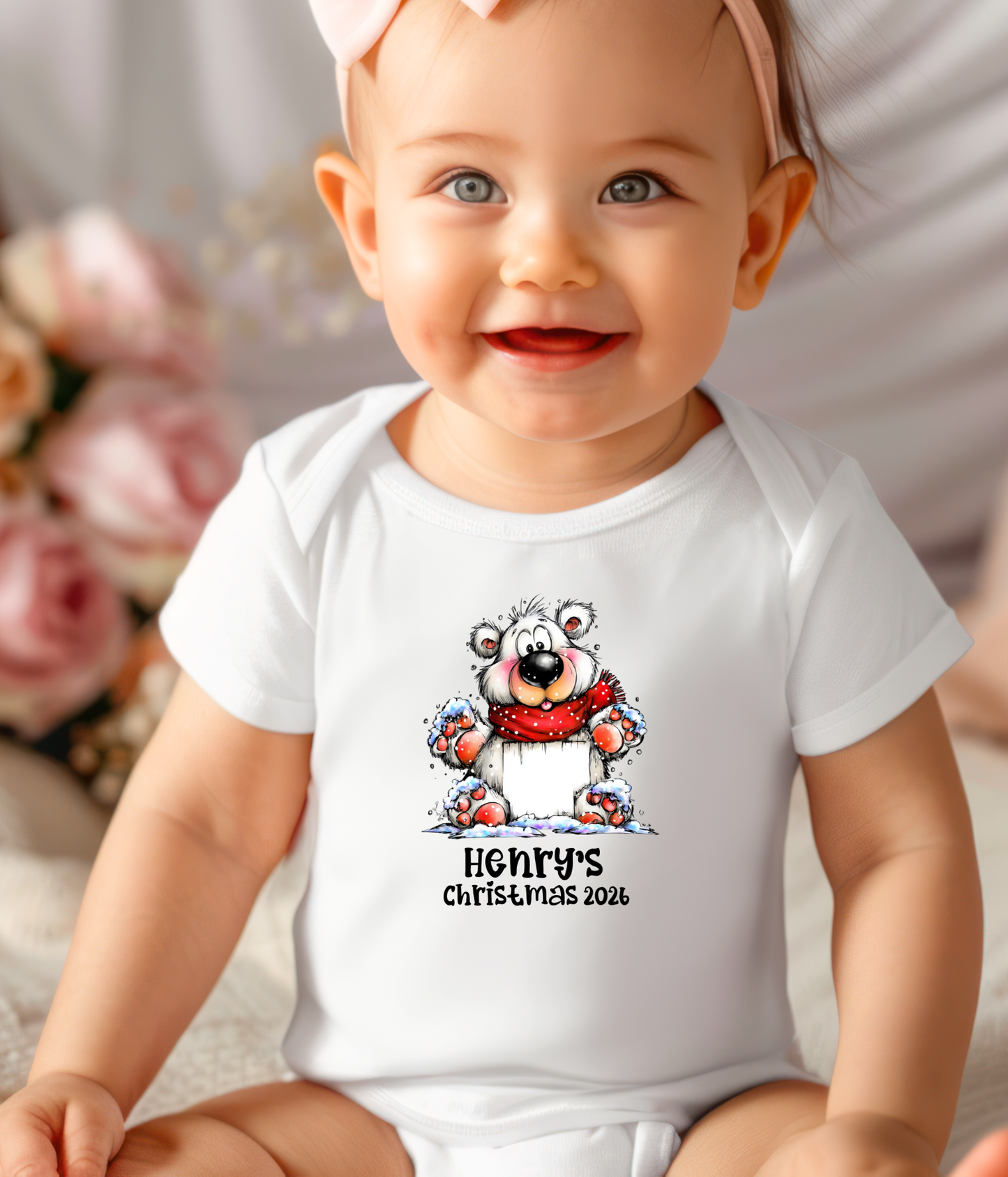 Personalized Baby Christmas Outfit – Custom Name Winter Bear Bodysuit for Baby’s First Christmas 2026