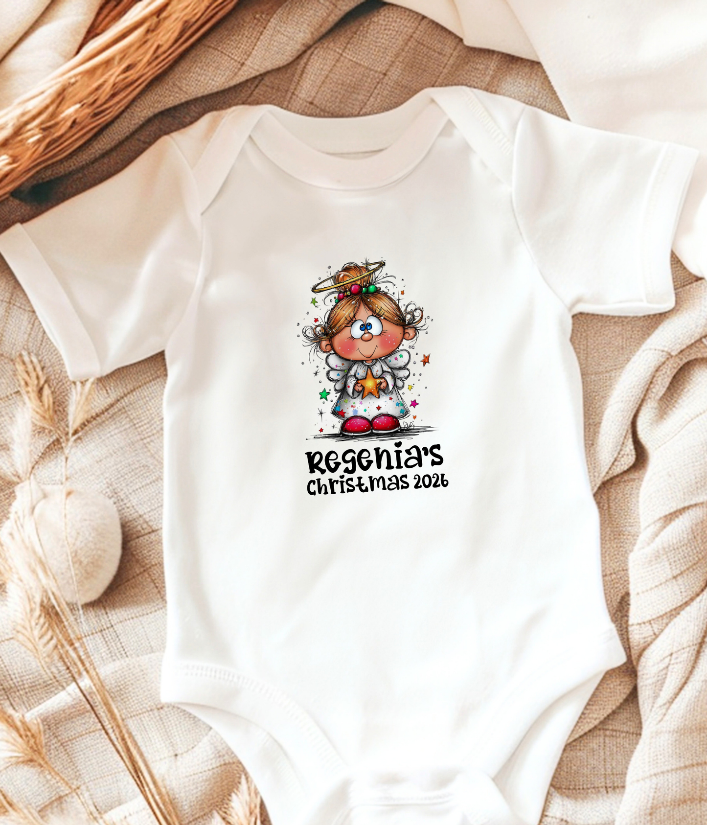Personalized Christmas Baby Outfit – Custom Name Angel Holiday Gift 2026