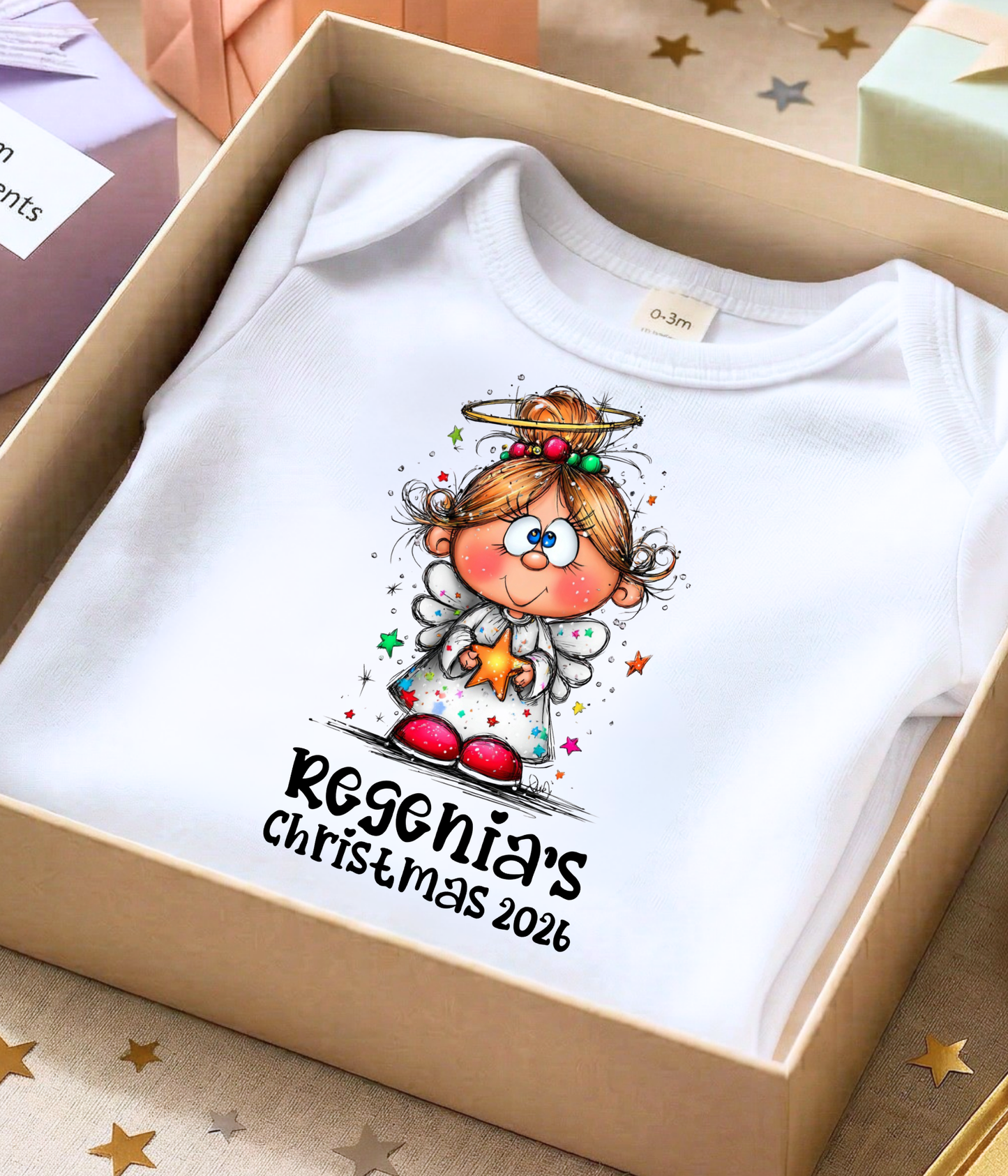 Personalized Christmas Baby Outfit – Custom Name Angel Holiday Gift 2026