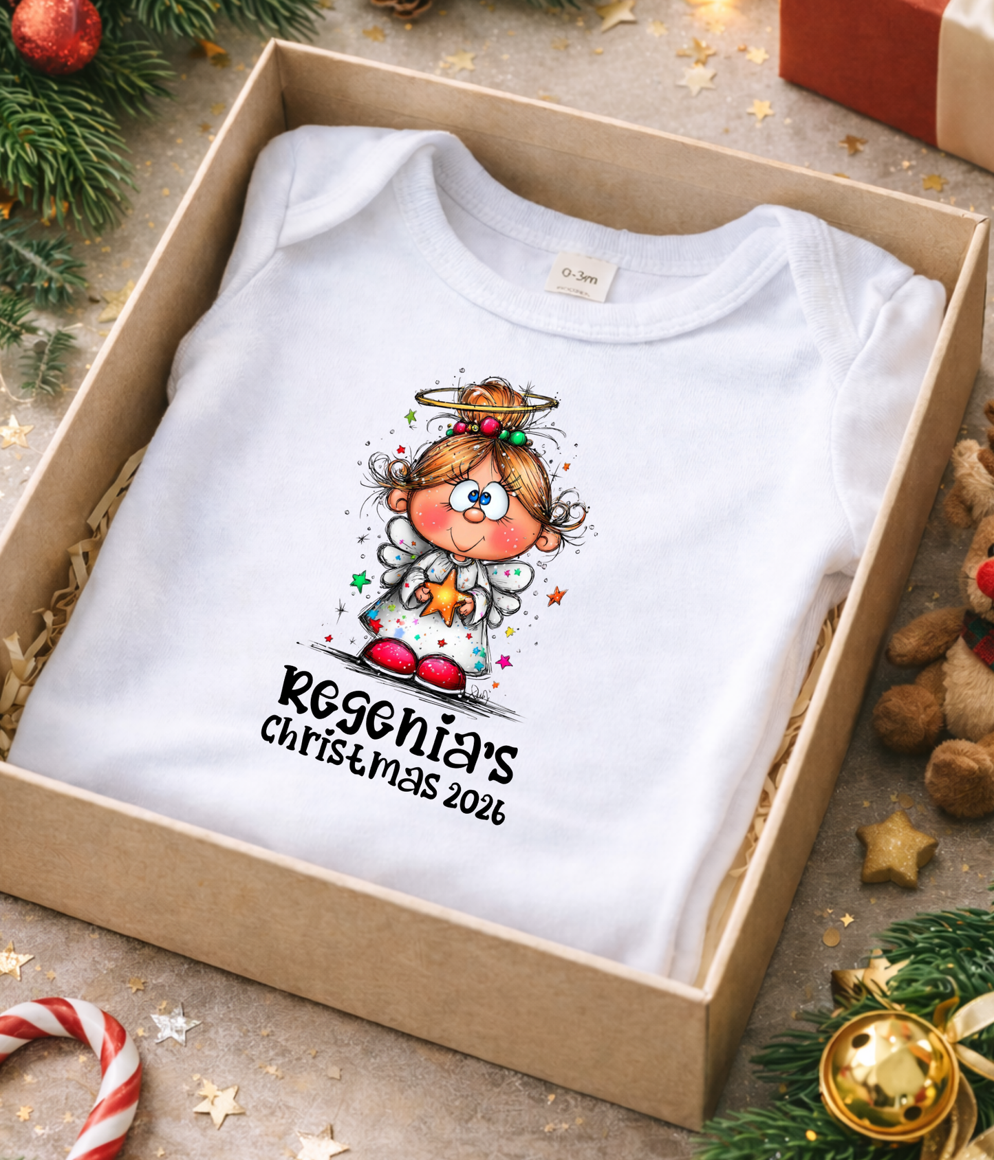 Personalized Christmas Baby Outfit – Custom Name Angel Holiday Gift 2026