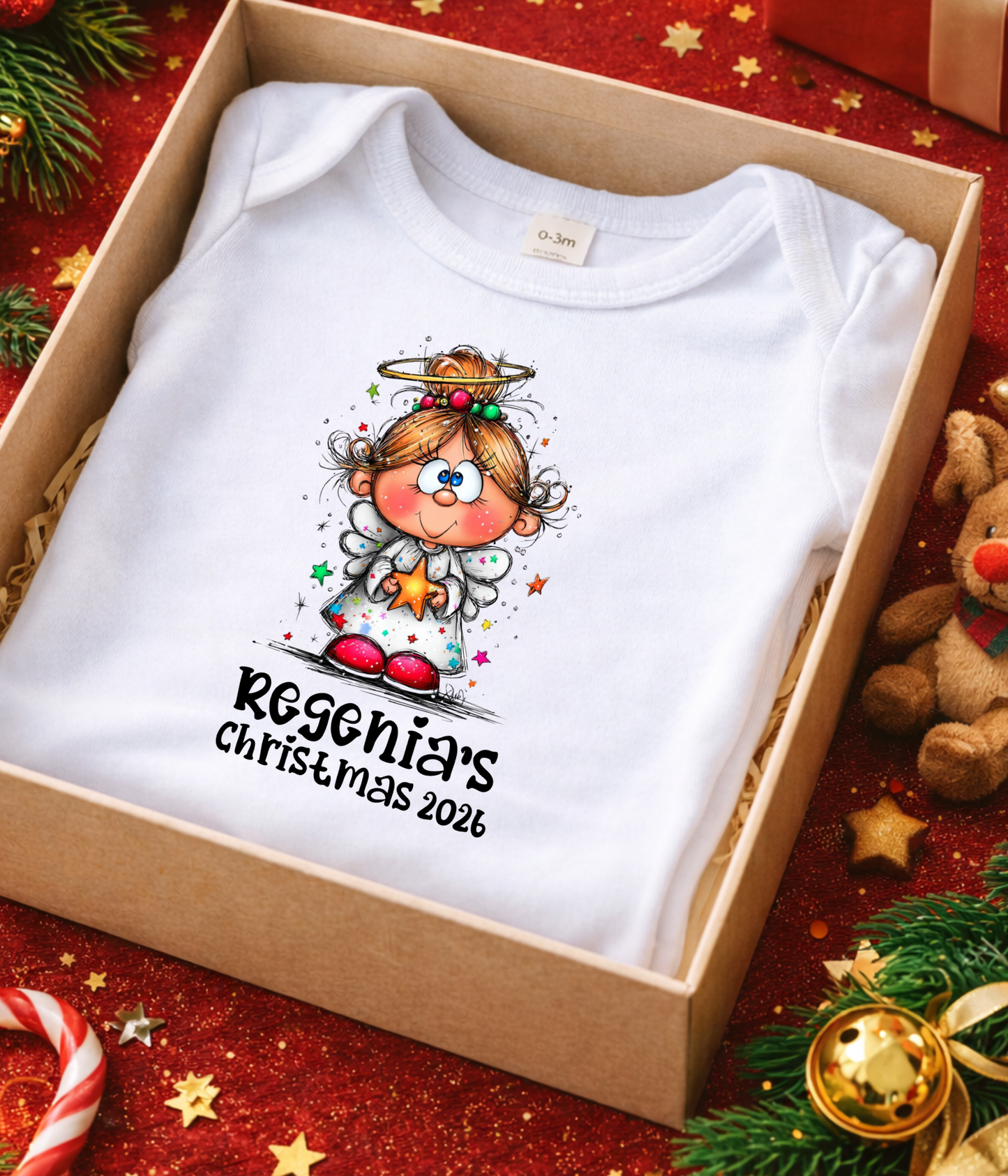 Personalized Christmas Baby Outfit – Custom Name Angel Holiday Gift 2026