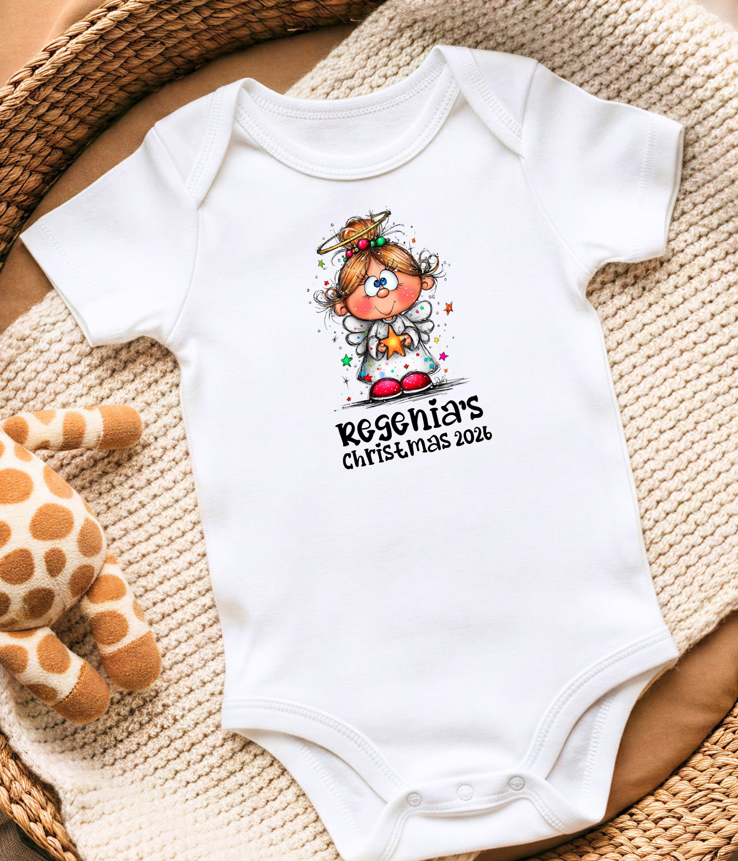 Personalized Christmas Baby Outfit – Custom Name Angel Holiday Gift 2026