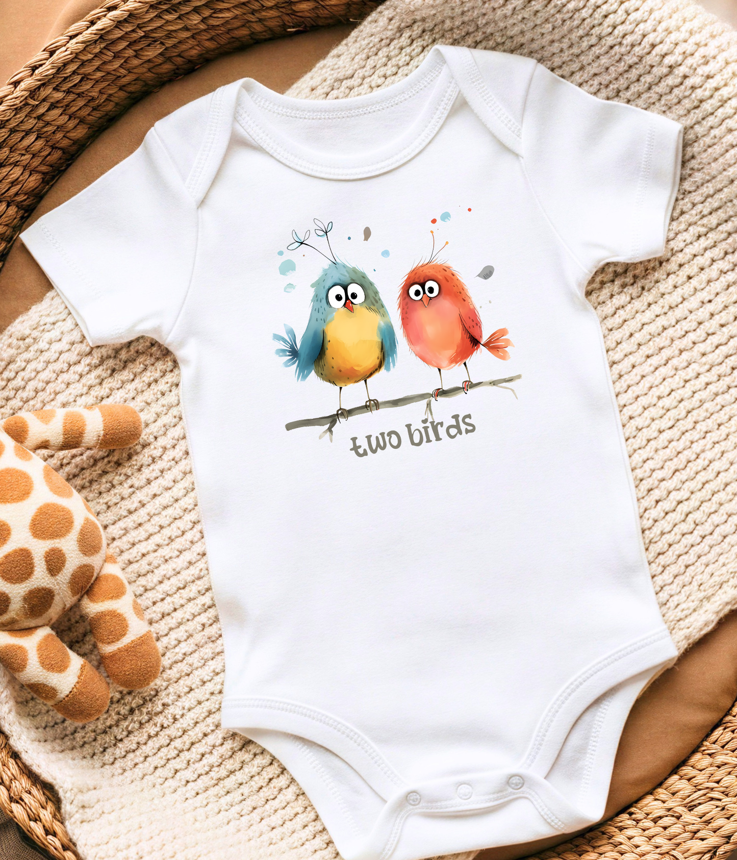 Two Birds Baby Bodysuit – Adorable Counting Outfit for Early Learning & Play