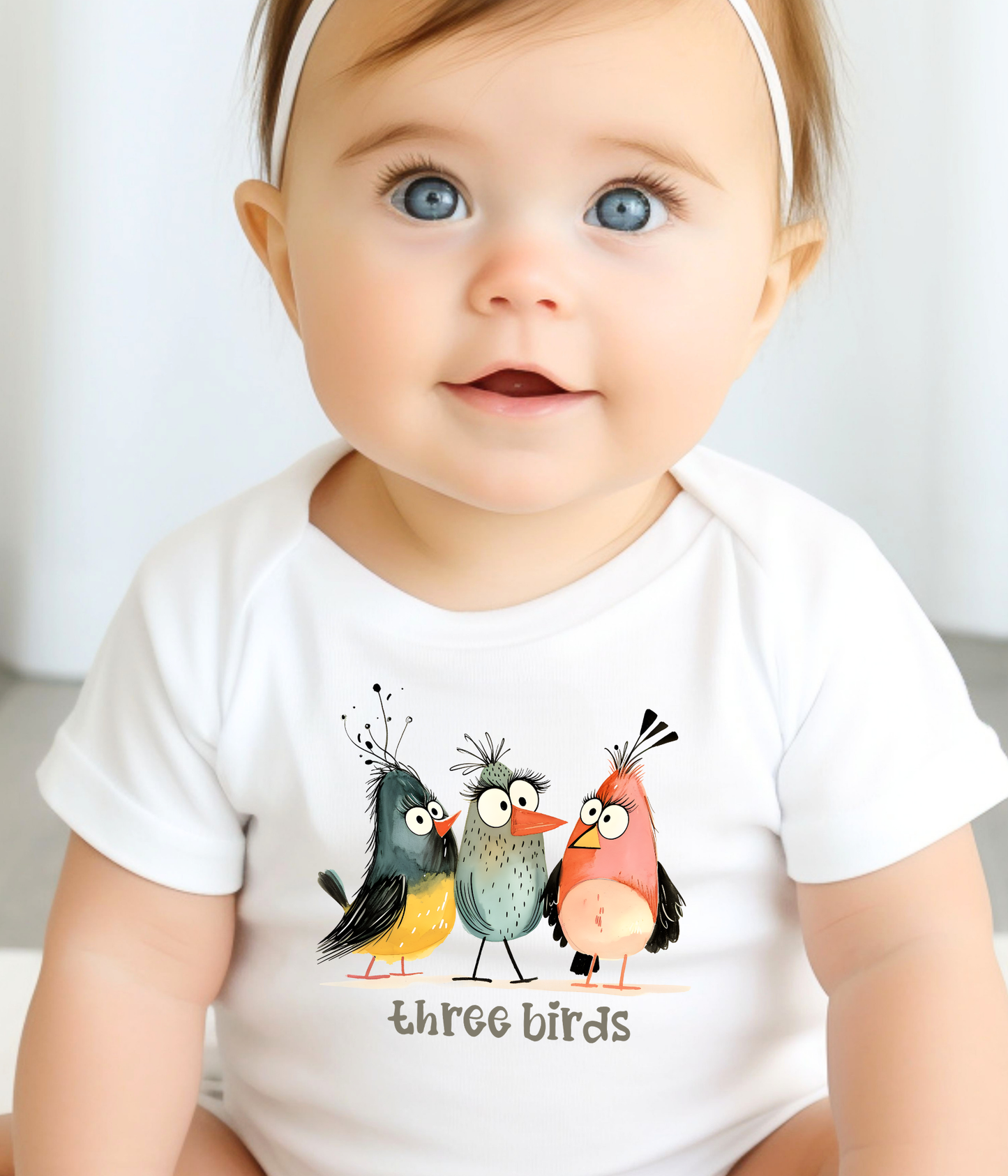 Three Birds Baby Bodysuit – Cute Counting Outfit, Early Learning Baby Clothes