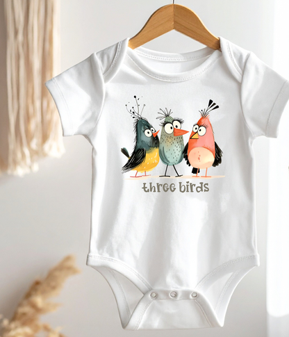 Three Birds Baby Bodysuit – Cute Counting Outfit, Early Learning Baby Clothes