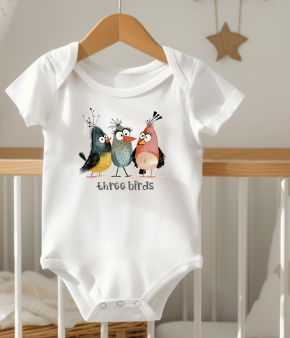 Three Birds Baby Bodysuit – Cute Counting Outfit, Early Learning Baby Clothes
